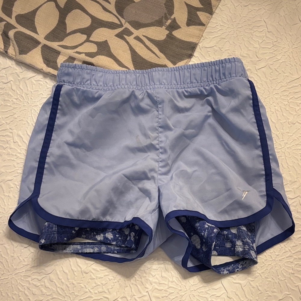 Old Navy Light Blue Athletic Shorts with Navy Trim